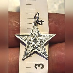 999 Fine Silver Star Pendant - 3g - New - with O Ring Bail - Unisex 25mm long